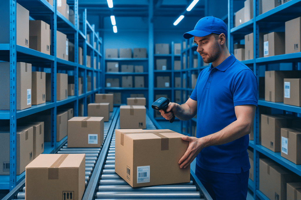 EFCL Amazon 3PL Warehouse Fulfilment – Courier Scanning Parcels